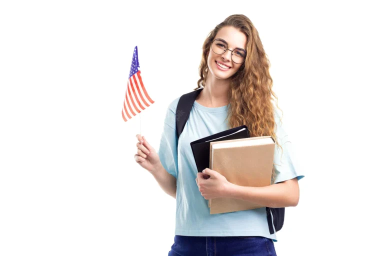 smiling-student-girl-glasses-with-backpack-holds-books-notebooks-flag-usa-white-background_136403-15465